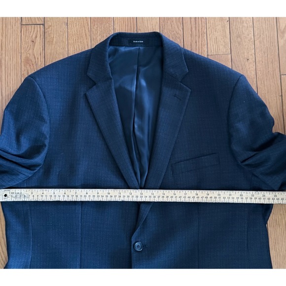 Pronto Uomo Platinum Mens 48 Long Navy Blue 100% Wool Textured 2 Button Blazer - Picture 8 of 10